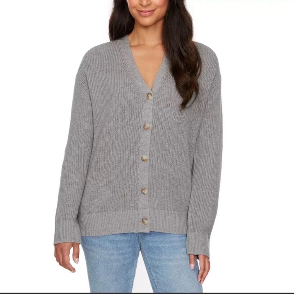 Hudson cardigan 100% cotton women’s xl gray ribbed v-neck